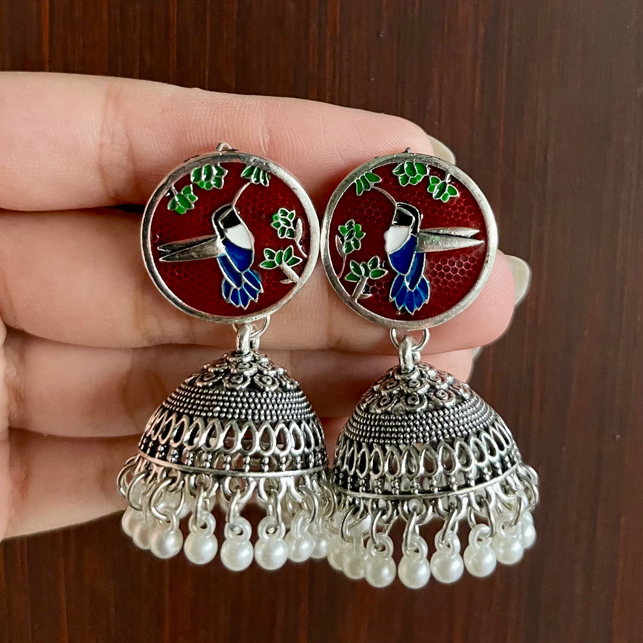 Anqa Antique Silver Jhumkay