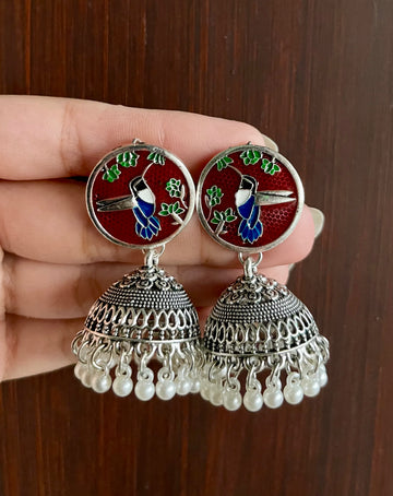 Anqa Antique Silver Jhumkay