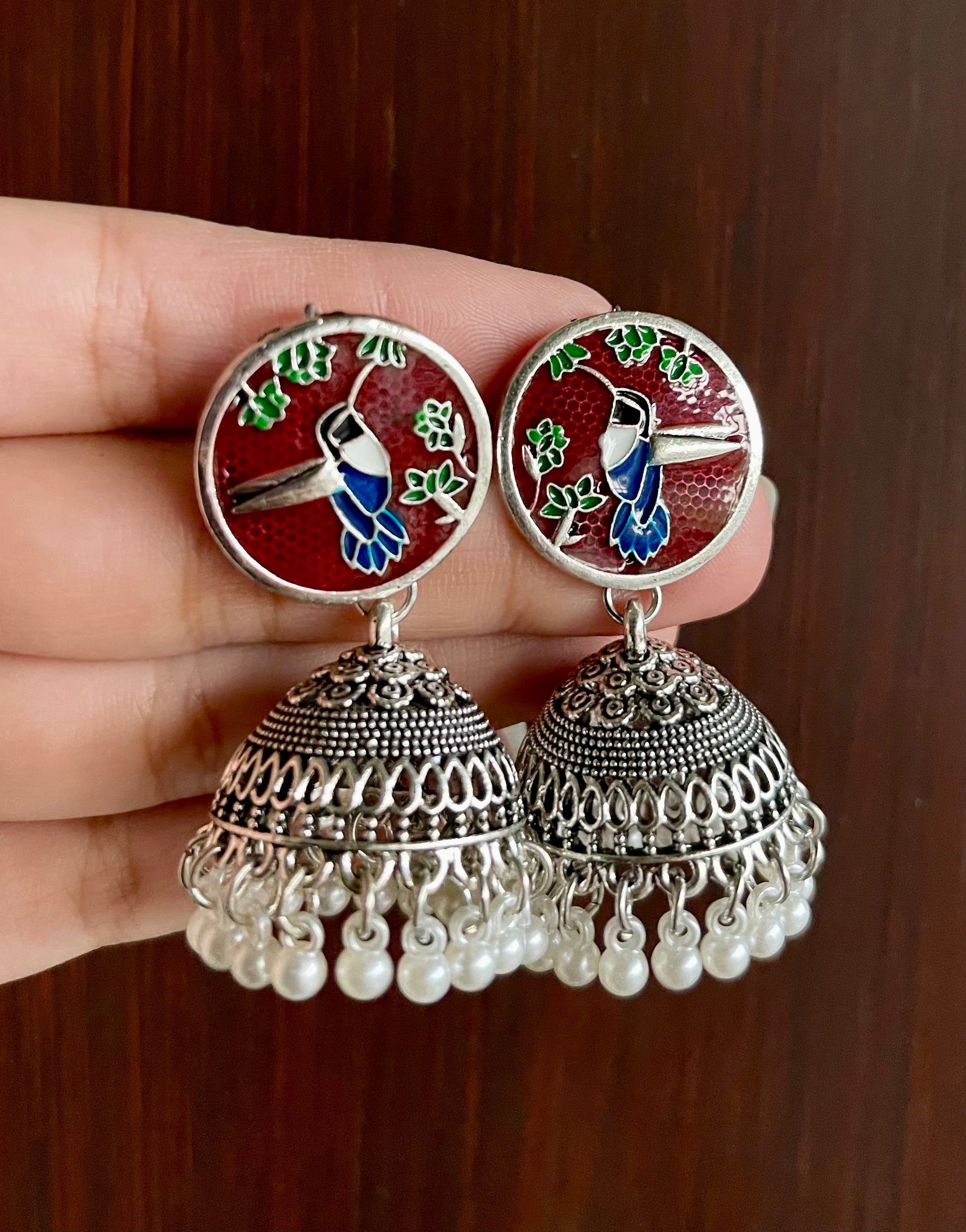 Anqa Antique Silver Jhumkay