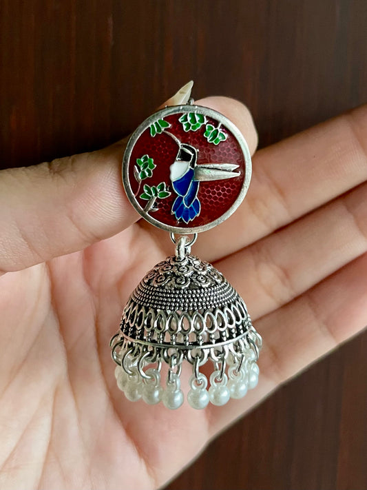 Anqa Antique Silver Jhumkay