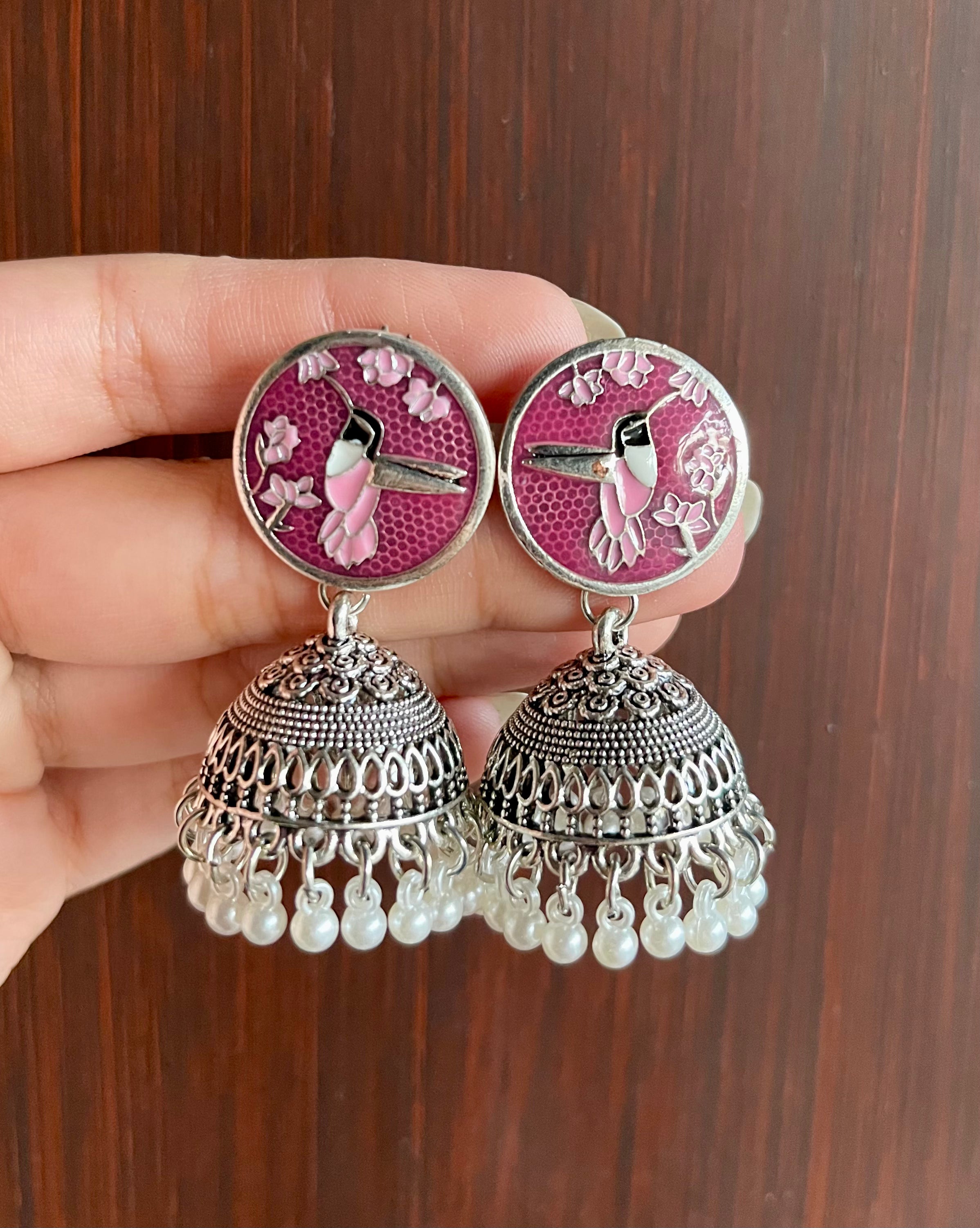 Anqa Antique Silver Jhumkay