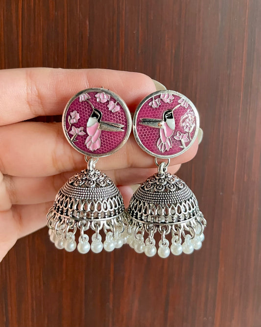 Anqa Antique Silver Jhumkay
