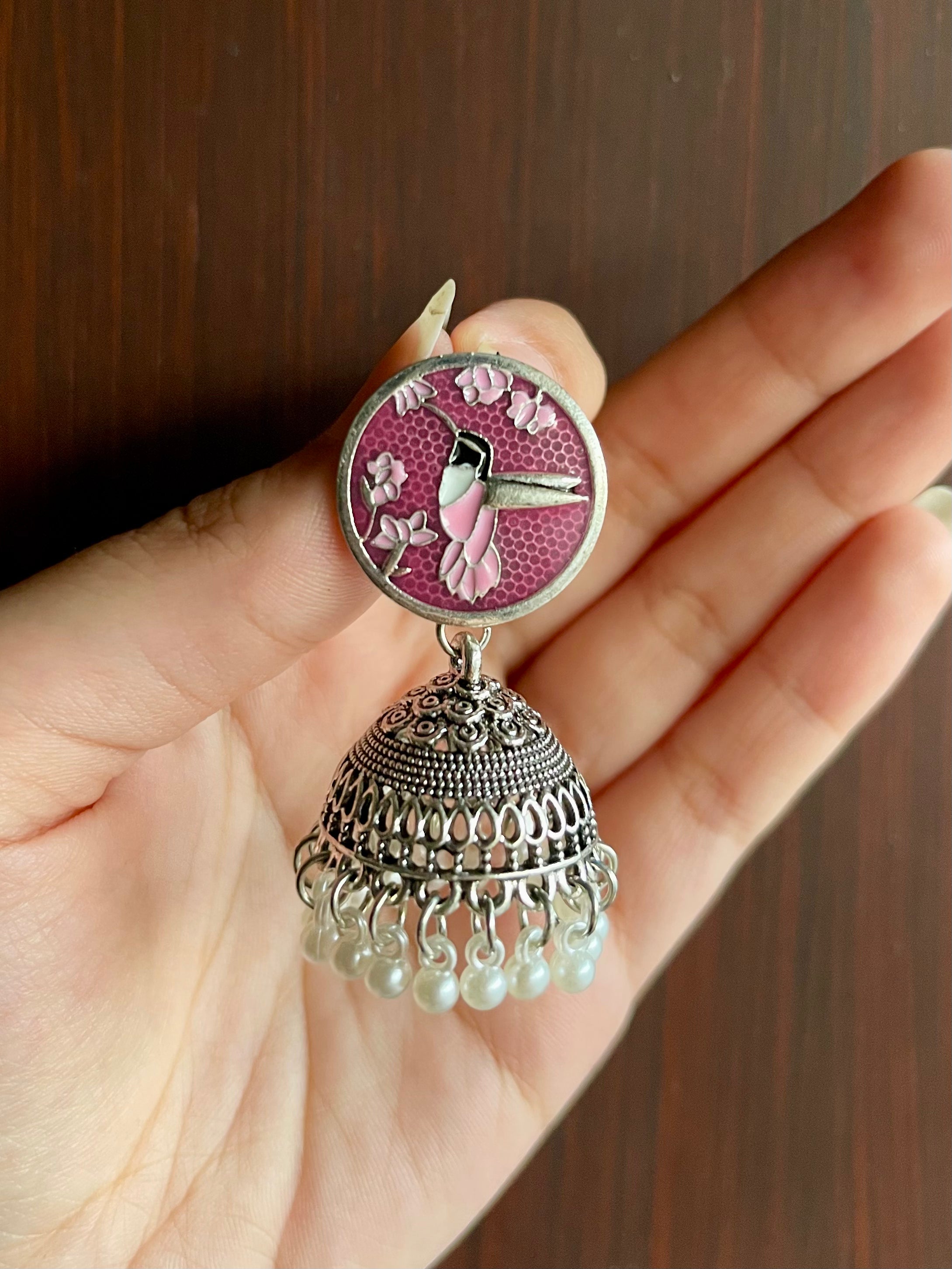 Anqa Antique Silver Jhumkay