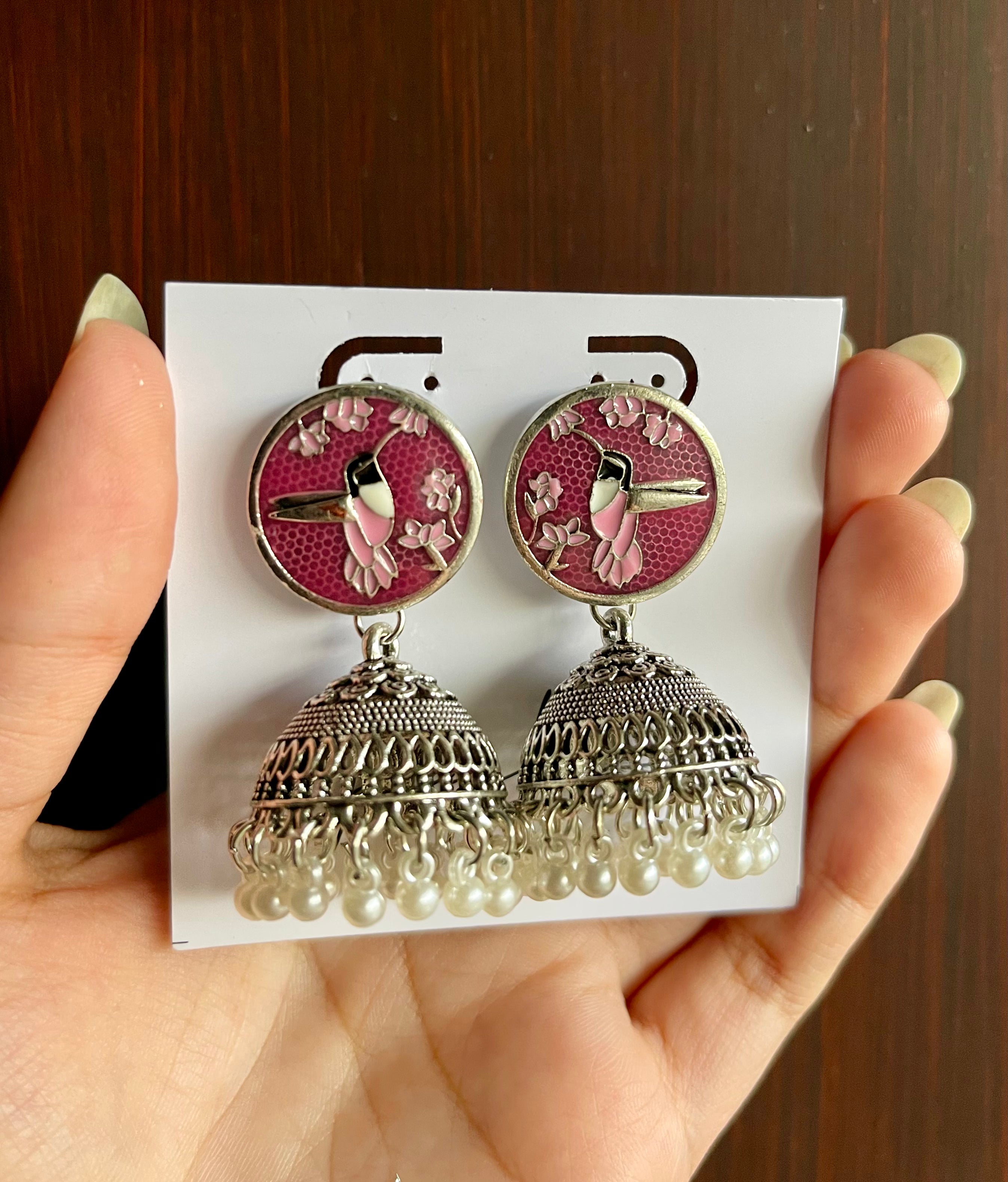 Anqa Antique Silver Jhumkay