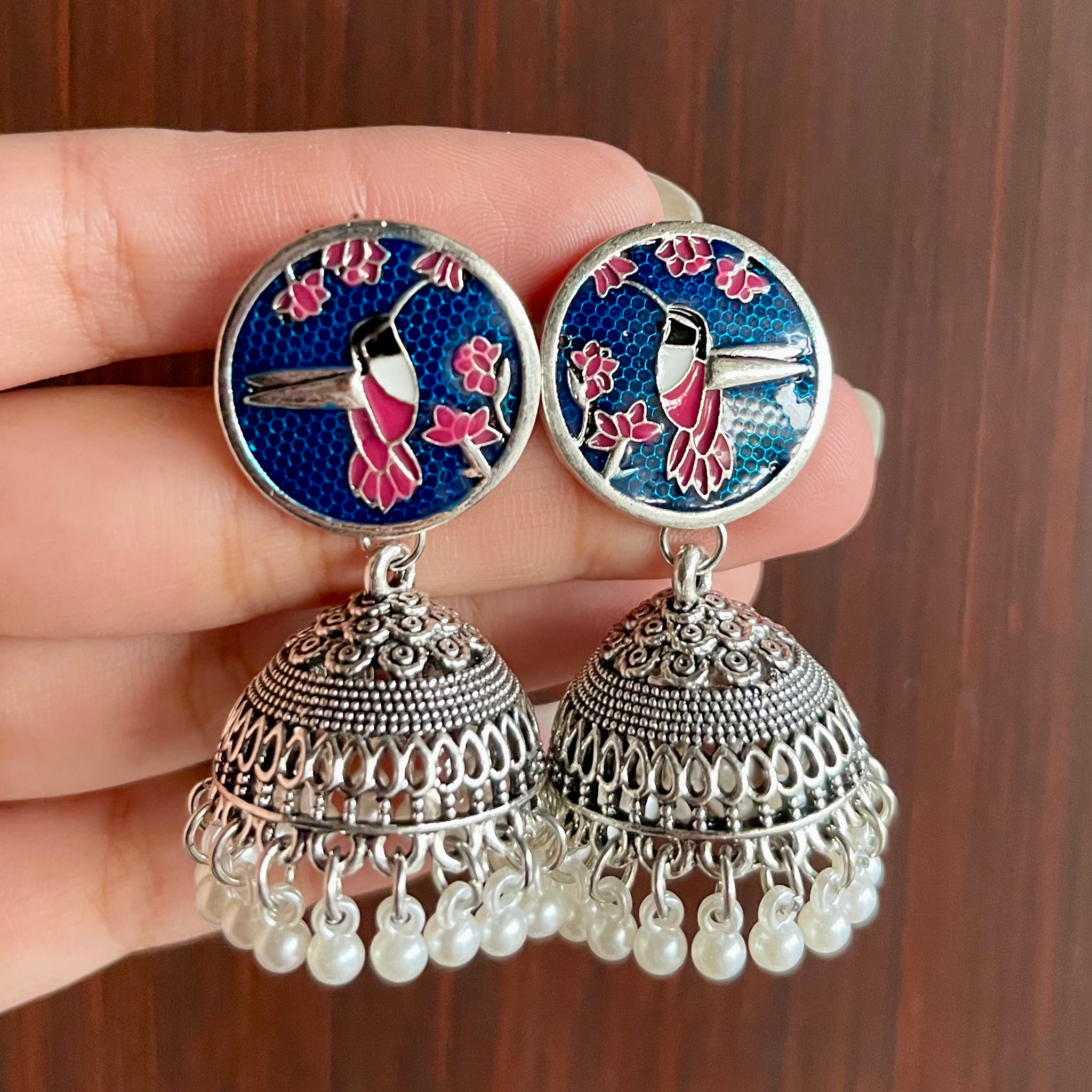 Anqa Antique Silver Jhumkay