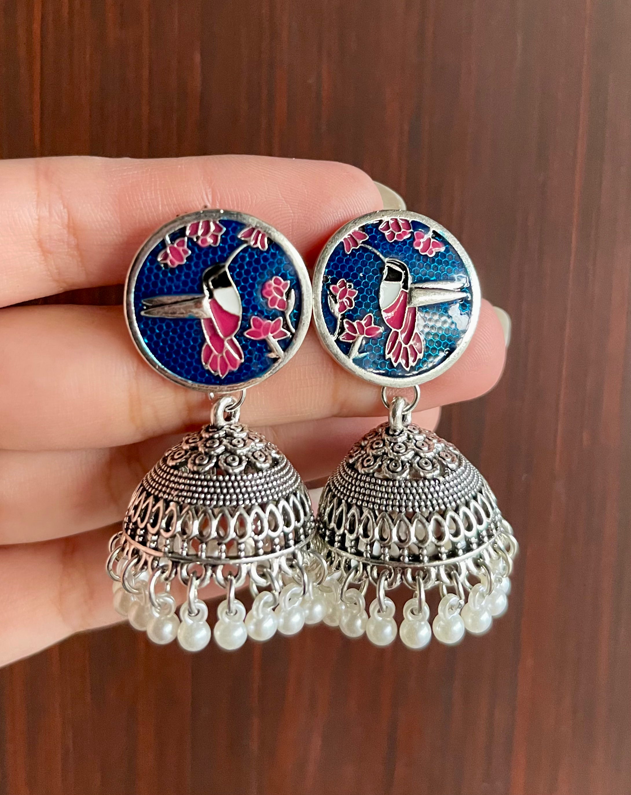 Anqa Antique Silver Jhumkay