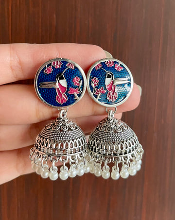 Anqa Antique Silver Jhumkay