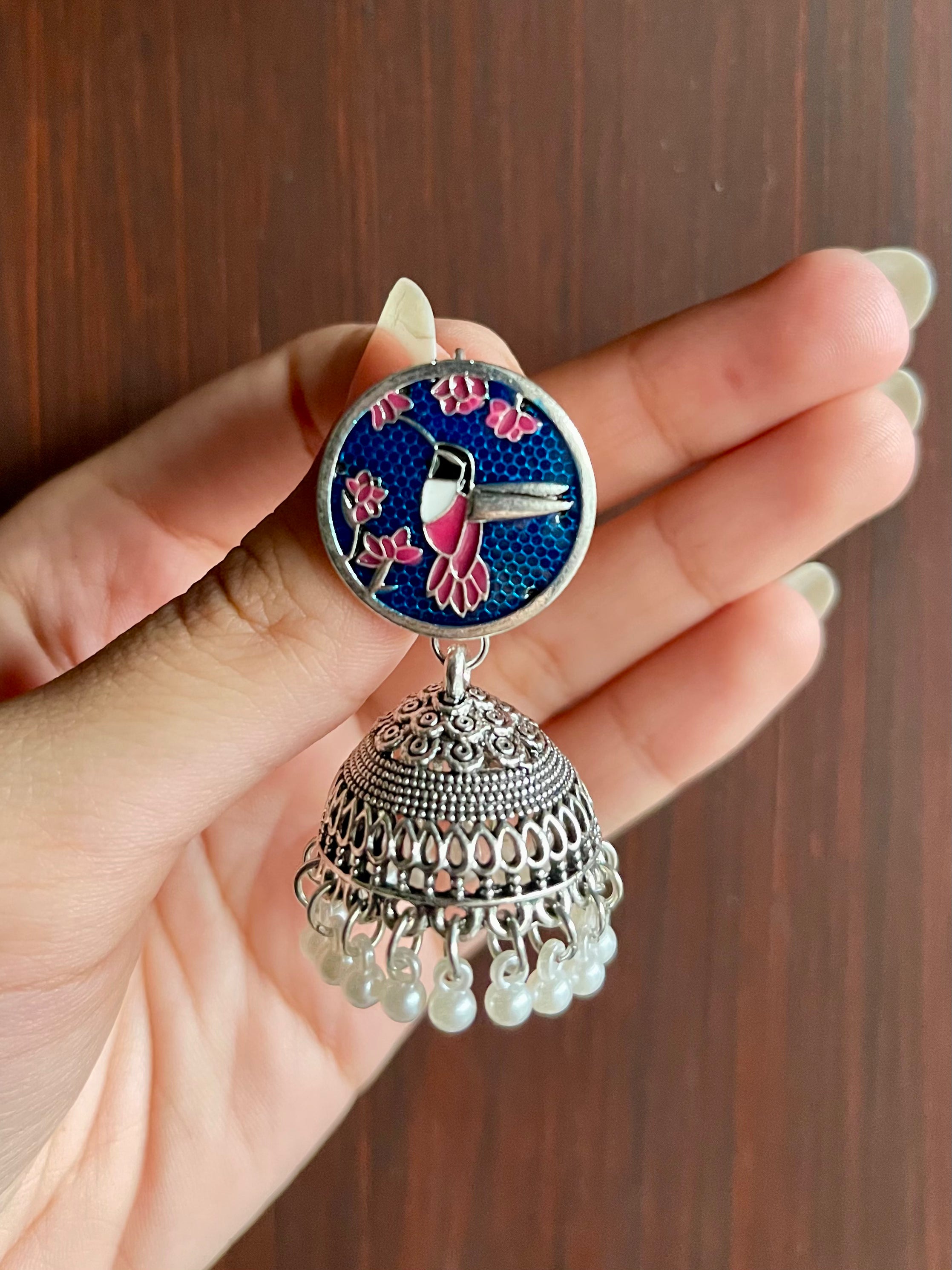 Anqa Antique Silver Jhumkay