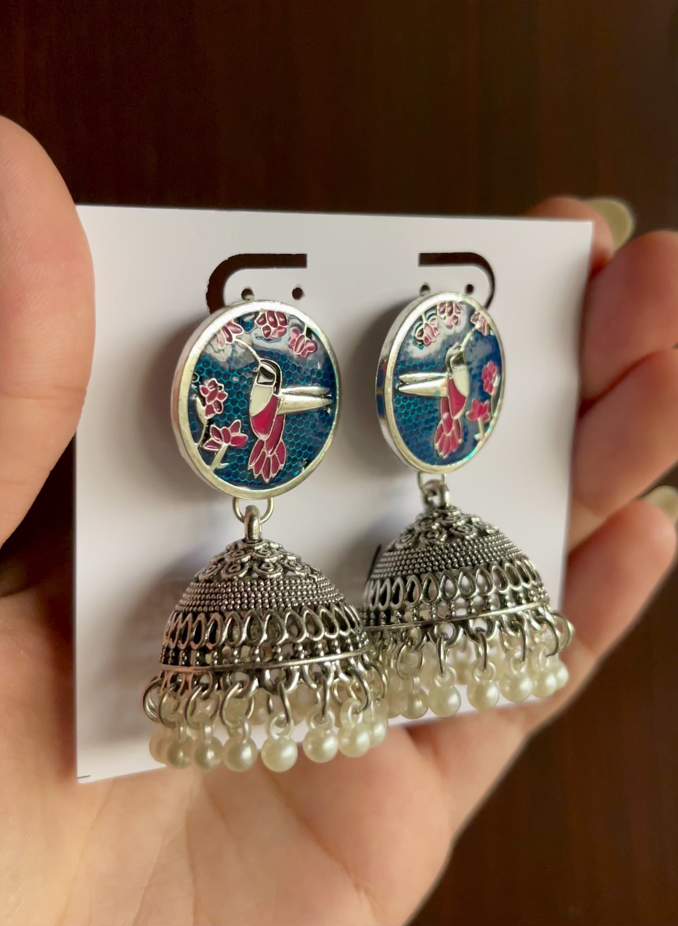 Anqa Antique Silver Jhumkay