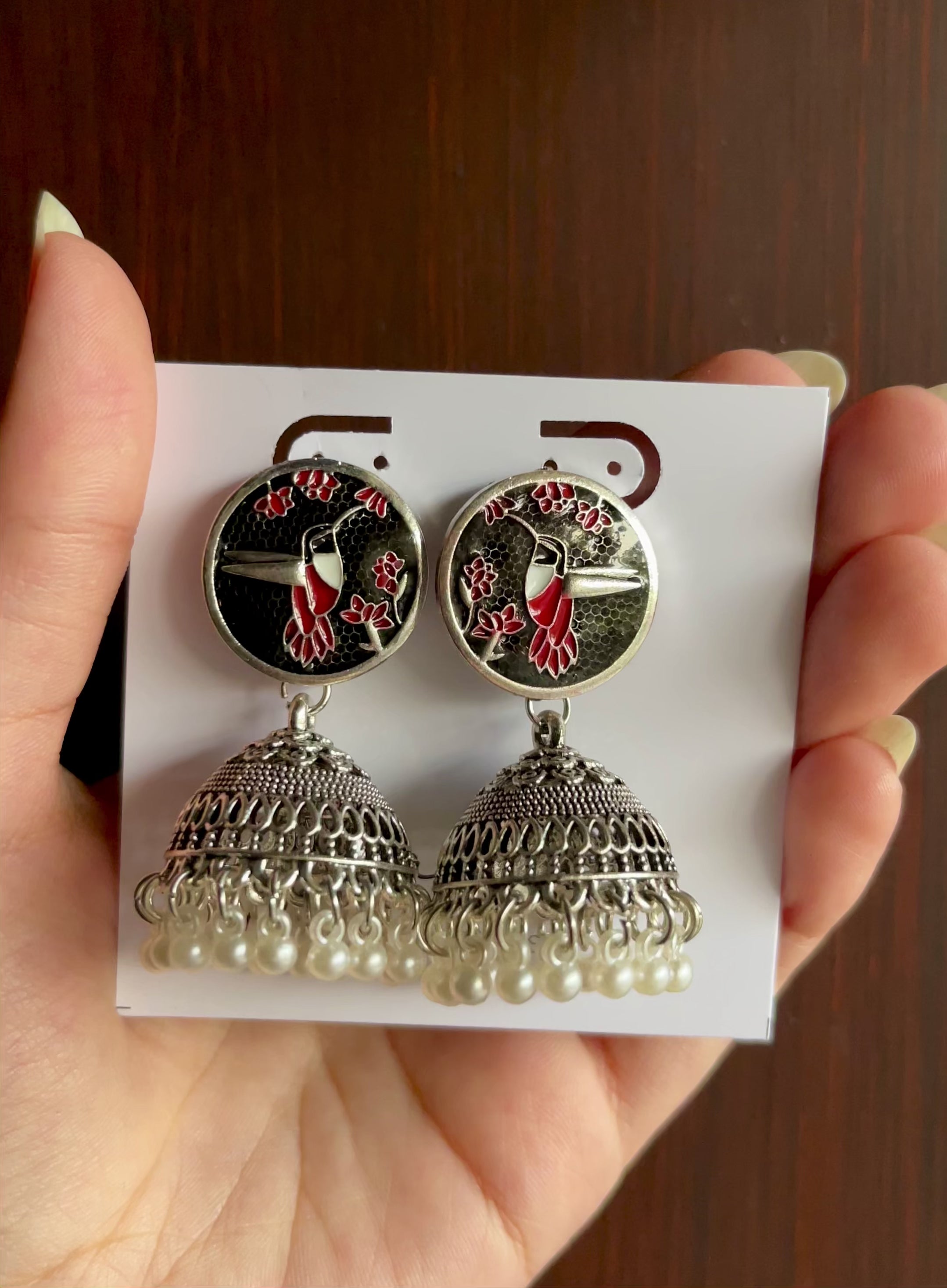 Anqa Antique Silver Jhumkay