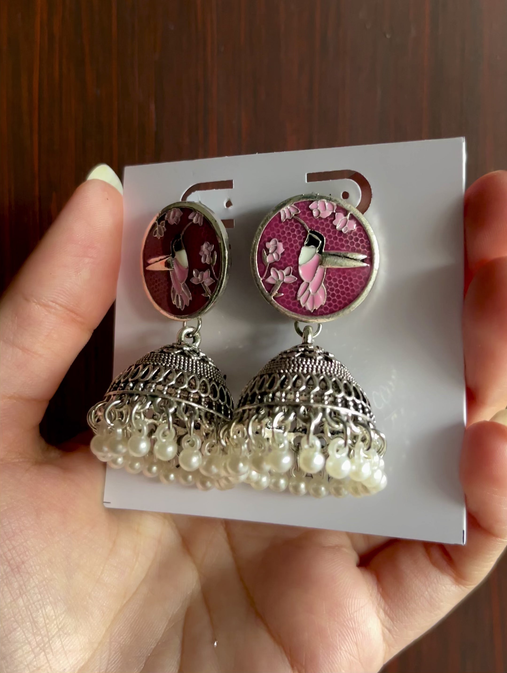 Anqa Antique Silver Jhumkay